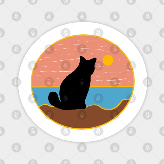 cat watching sunset scene Sticker by fikriamrullah